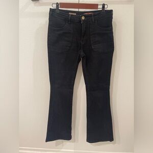 PILCRO Anthropologie The Icon Low Rise Flare Jeans in Black Wash Size 28